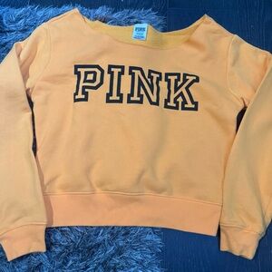 PINK Victoria's Secret Women's Bright Orange slouchy neck, cropped sweatshirt